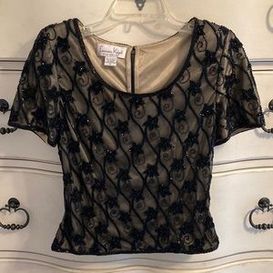 Laurence Kazar medium black beaded top